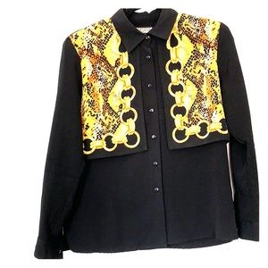 Long Sleeve Gold Design Blouse.